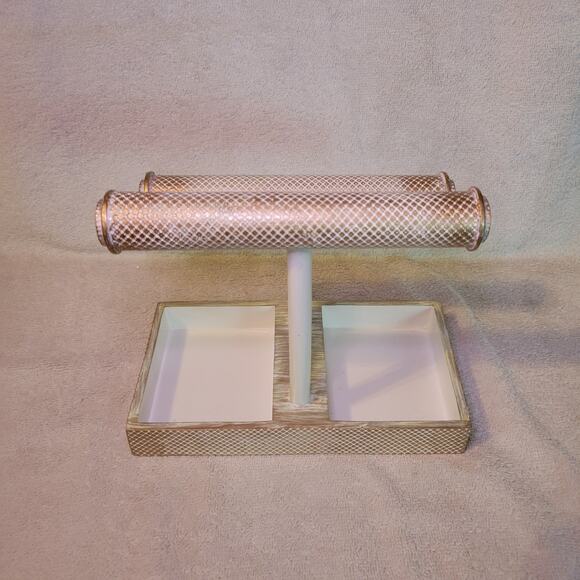 Double Bar Jewelry Holder Organizer White & Gold Display Rack - Picture 3 of 5